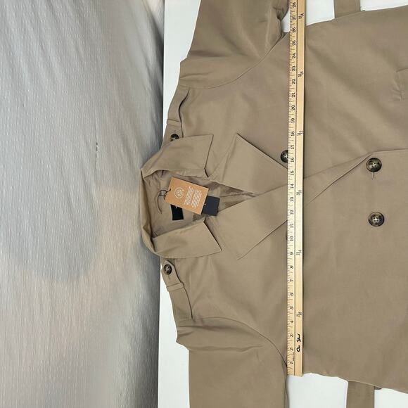 Vero Moda Womens XL Long Trenchcoat Tan Double Breasted Belt Old Money Classic - Picture 13 of 16